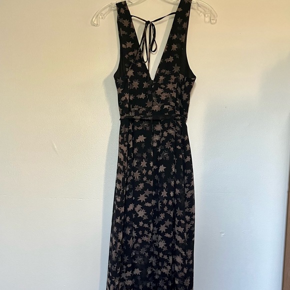 BCBGeneration Black and Taupe Sheer Star Print Dress - Picture 6 of 7